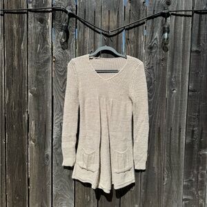 ZYC Wool and Mohair Beige Knit Long Sleeve Midi Length Sweater Dress Size medium